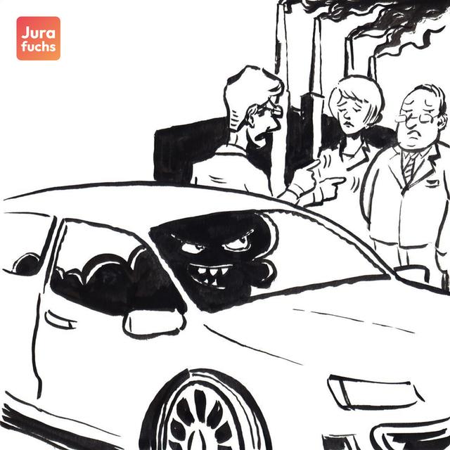 Jurafuchs Illustration zur Schadensersatzklage im sogenannten "Dieselfall"(BGH, 25.05.2020 - VI ZR 252/19): K erwirbt 2014 einen VW Sharan von einem Gebrauchtwagenhändler. Der Sharan ist mit einer illegalen Abschalteinrichtung ausgestattet.